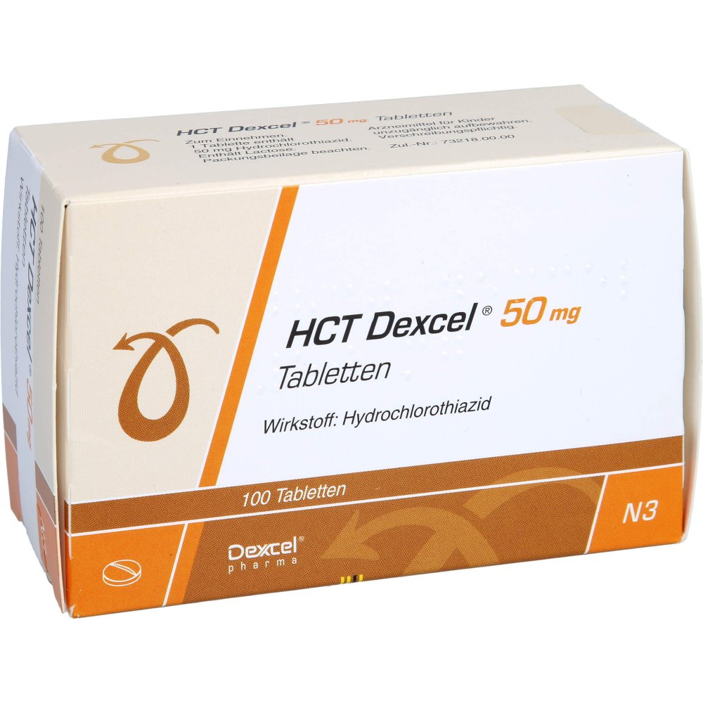 Das Produktfoto zeigt Hct Dexcel 50 Mg Tabletten (100 stk) PZN 08454657