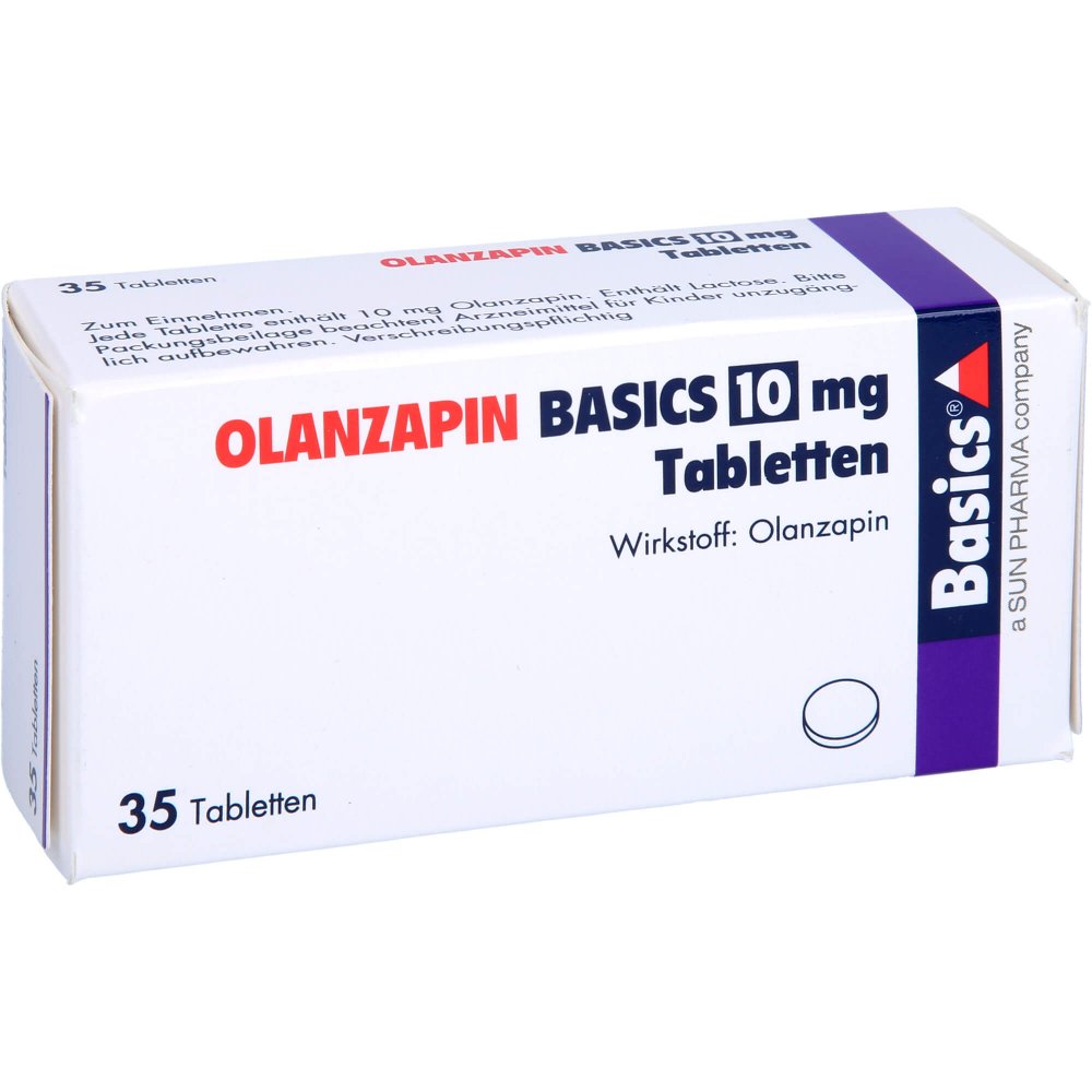 Das Produktfoto zeigt Olanzapin Basics 10 Mg Tabletten (35 stk) PZN 08468139