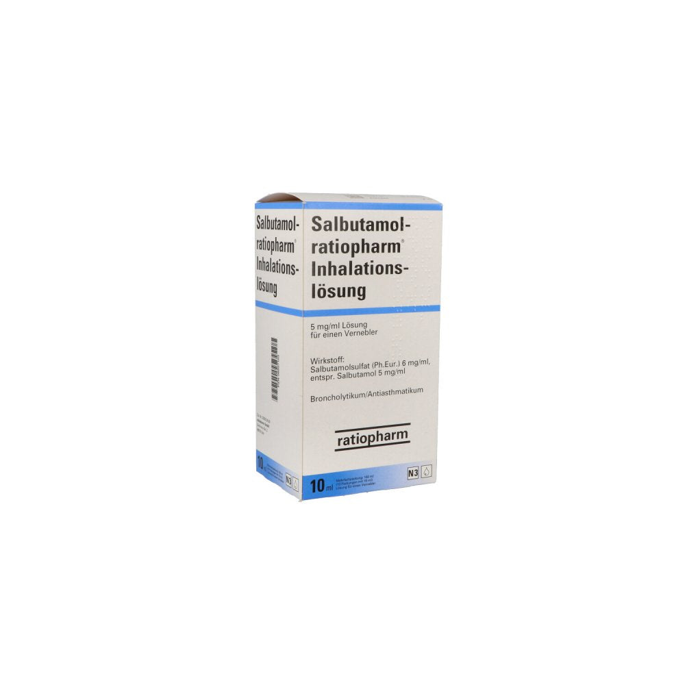 Das Produktfoto zeigt Salbutamol-Ratiopharm Lösung F.E.Vernebler (10X10 ml) PZN 08527103