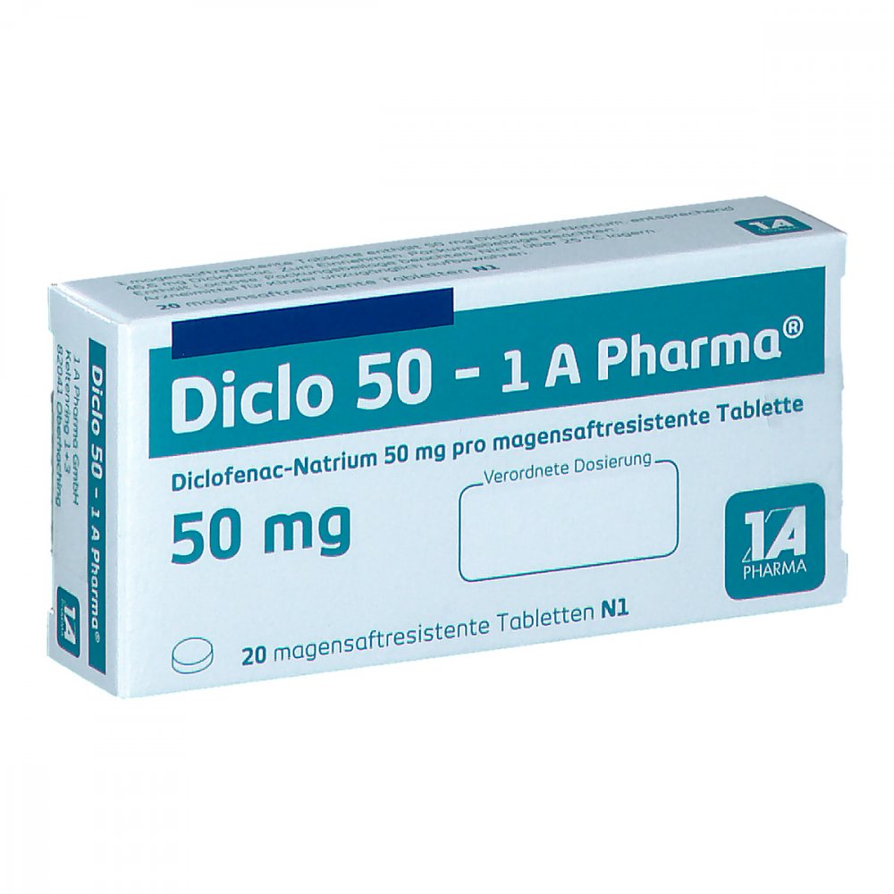 Diclo 50-1a Pharma Magensaftresistente Tabletten (20 stk)