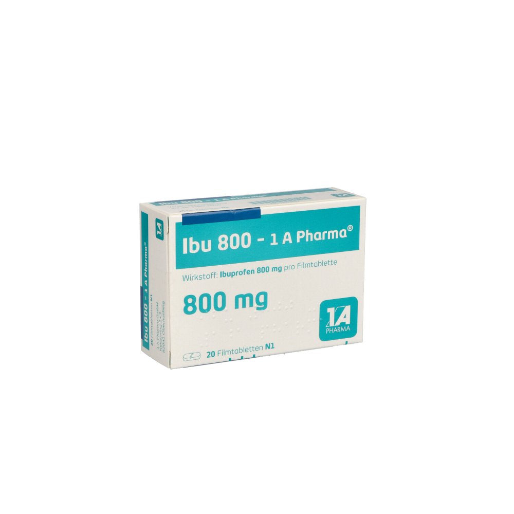 Das Produktfoto zeigt Ibu 800-1a Pharma Filmtabletten (20 stk) PZN 08533842