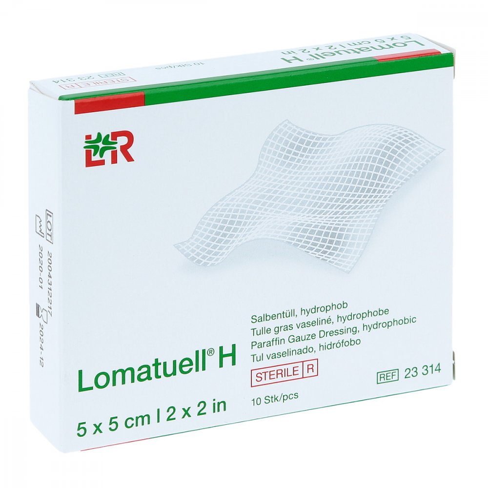 Lomatuell H Salbentüll 5x5 Cm Steril (10 stk)