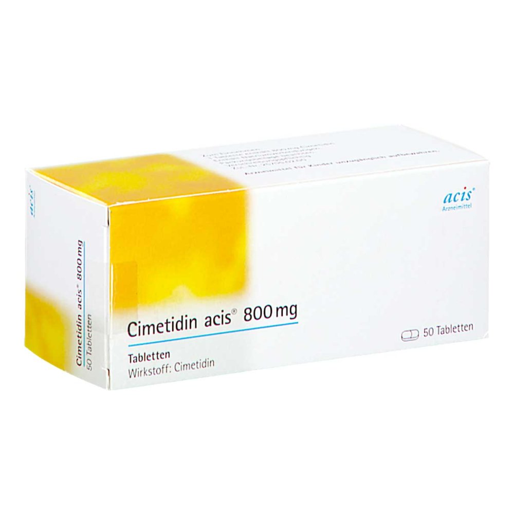 Das Produktfoto zeigt Cimetidin Acis 800 Mg Tabletten (50 stk) PZN 08535752