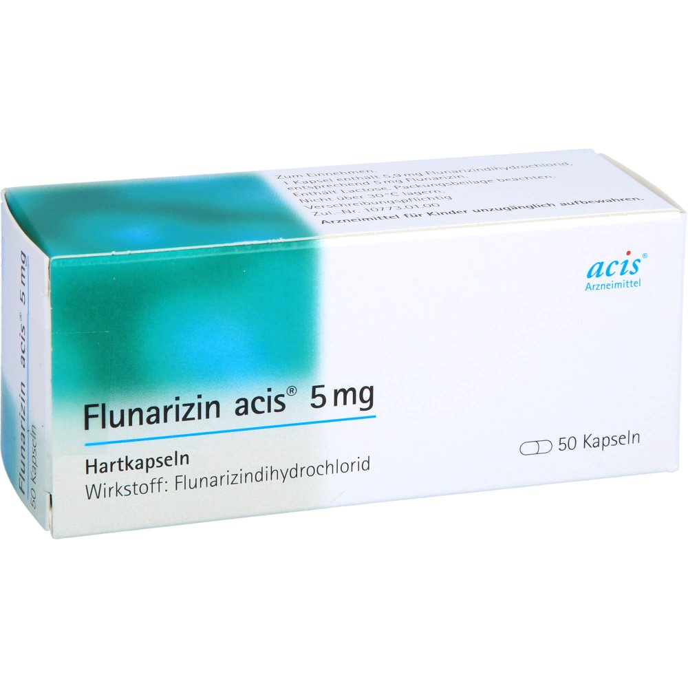 Das Produktfoto zeigt Flunarizin Acis 5 Mg Hartkapseln (50 stk) PZN 08535812