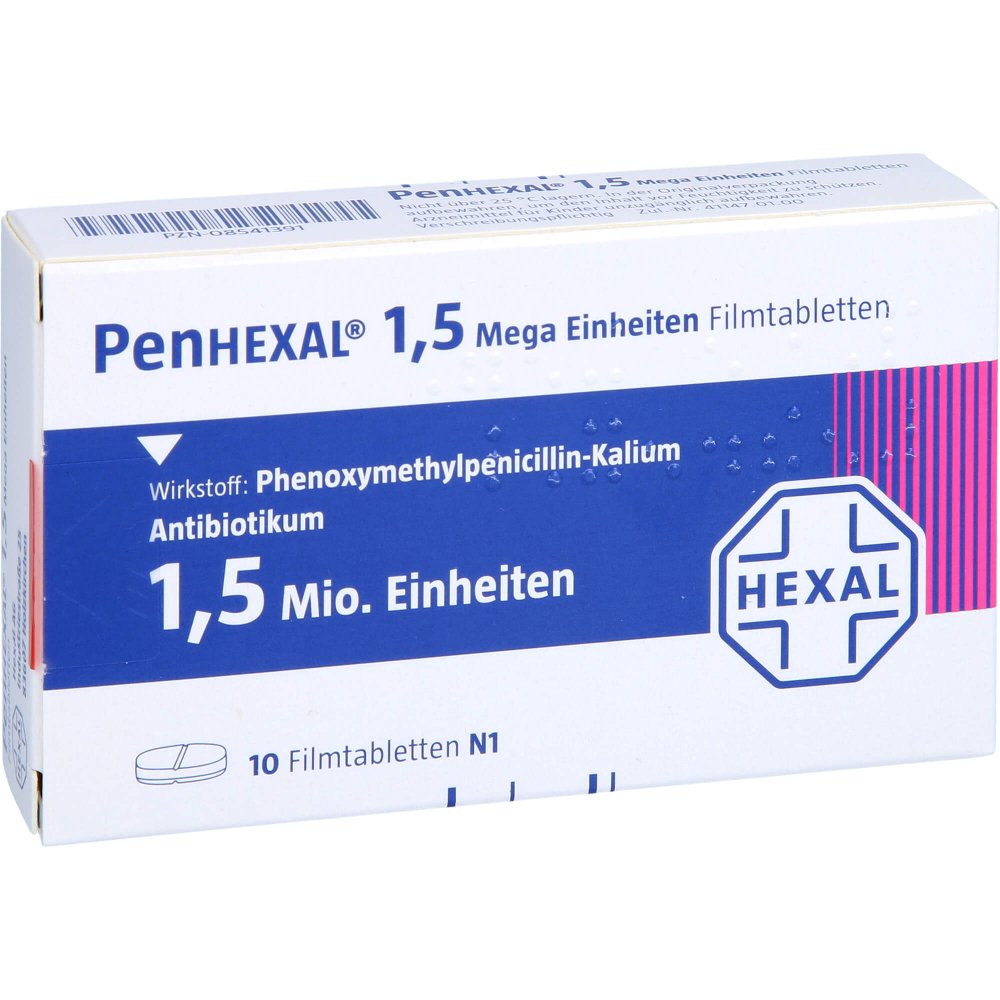 Das Produktfoto zeigt Penhexal 1,5 Mega Filmtabletten (10 stk) PZN 08541391