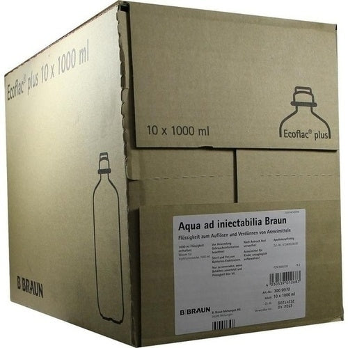 Das Produktfoto zeigt Aqua Ad Injectabilia Ecoflac Plus Infusionslsg. (10X1000 ml) PZN 08609338