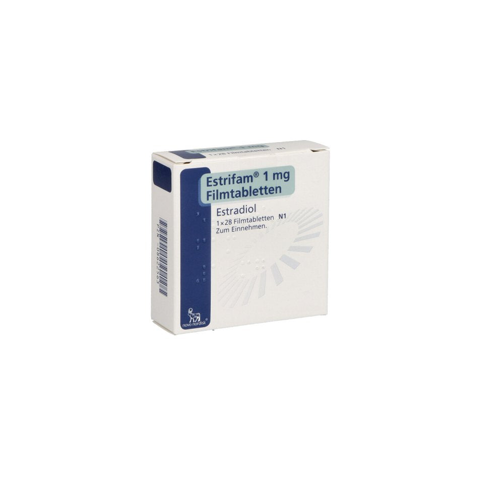 Das Produktfoto zeigt Estrifam 1 Mg Filmtabletten (28 stk) PZN 08622563