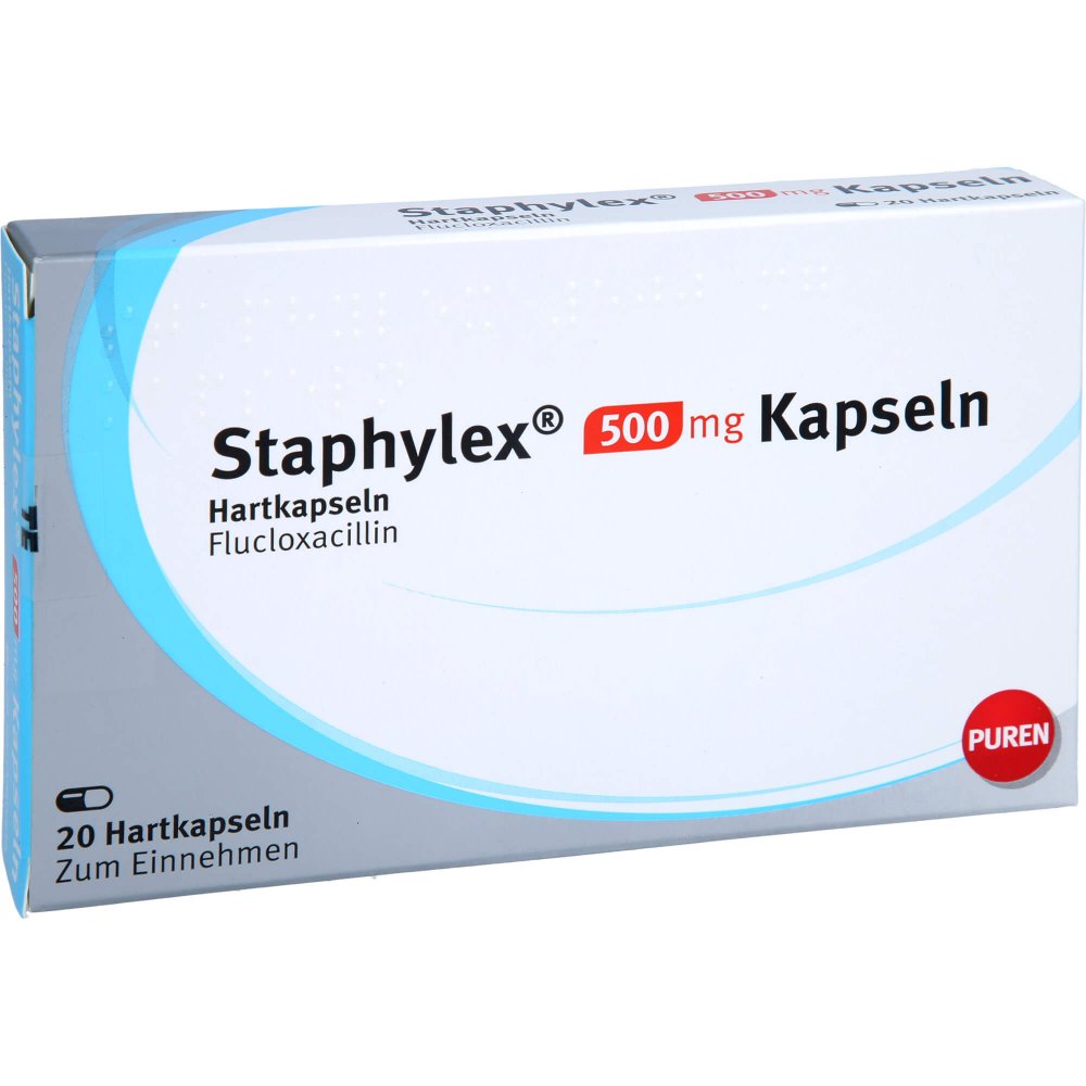 Das Produktfoto zeigt Staphylex 500 Mg Kapseln (20 stk) PZN 08630456