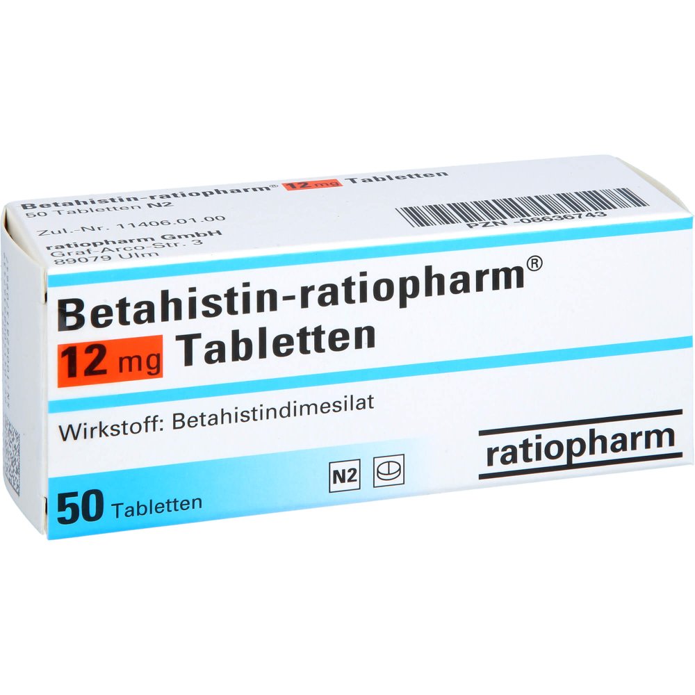 Betahistin-Ratiopharm 12 Mg Tabletten (50 stk)