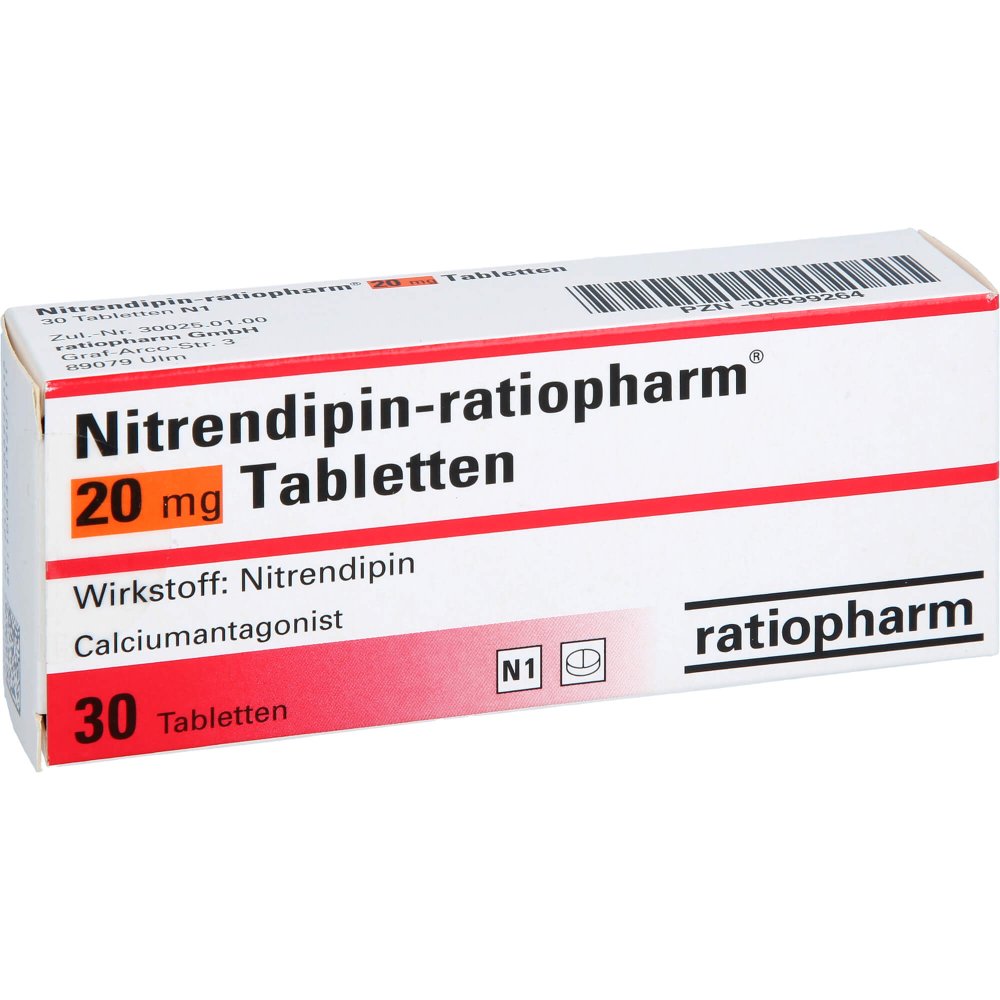 Das Produktfoto zeigt Nitrendipin-Ratiopharm 20 Mg Tabletten (30 stk) PZN 08699264