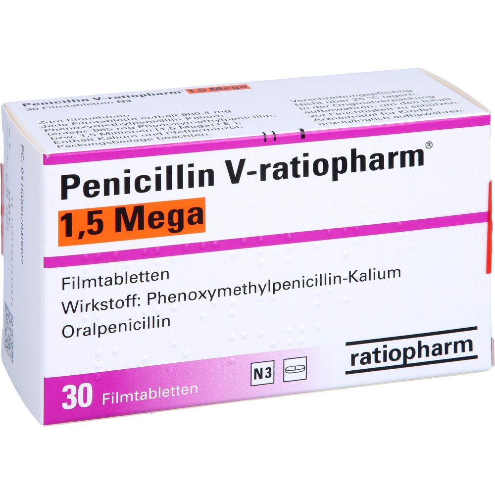 Penicillin V-Ratiopharm 1,5 Mega Filmtabletten (30 stk)