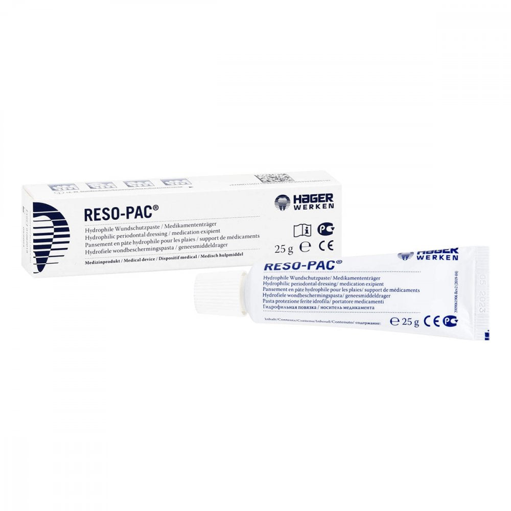 Das Produktfoto zeigt Miradent Zahnfleisch-Wundenschutz Reso-Pac (25 g) PZN 08743574