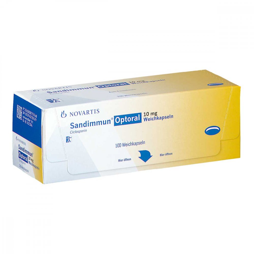 Das Produktfoto zeigt Sandimmun Optoral 10 Mg Weichkapseln (100 stk) PZN 08775746