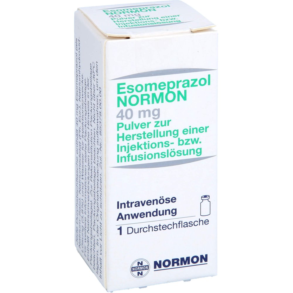 Das Produktfoto zeigt Esomeprazol Normon 40 Mg Plv.Z.Her.E.Inj.-/Inf.-L. (1 stk) PZN 08797699