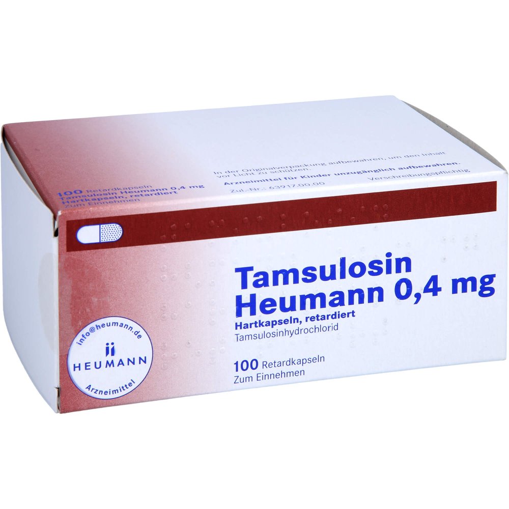 Das Produktfoto zeigt Tamsulosin Heumann 0,4 Mg Hartkapseln Retardiert (100 stk) PZN 08801053