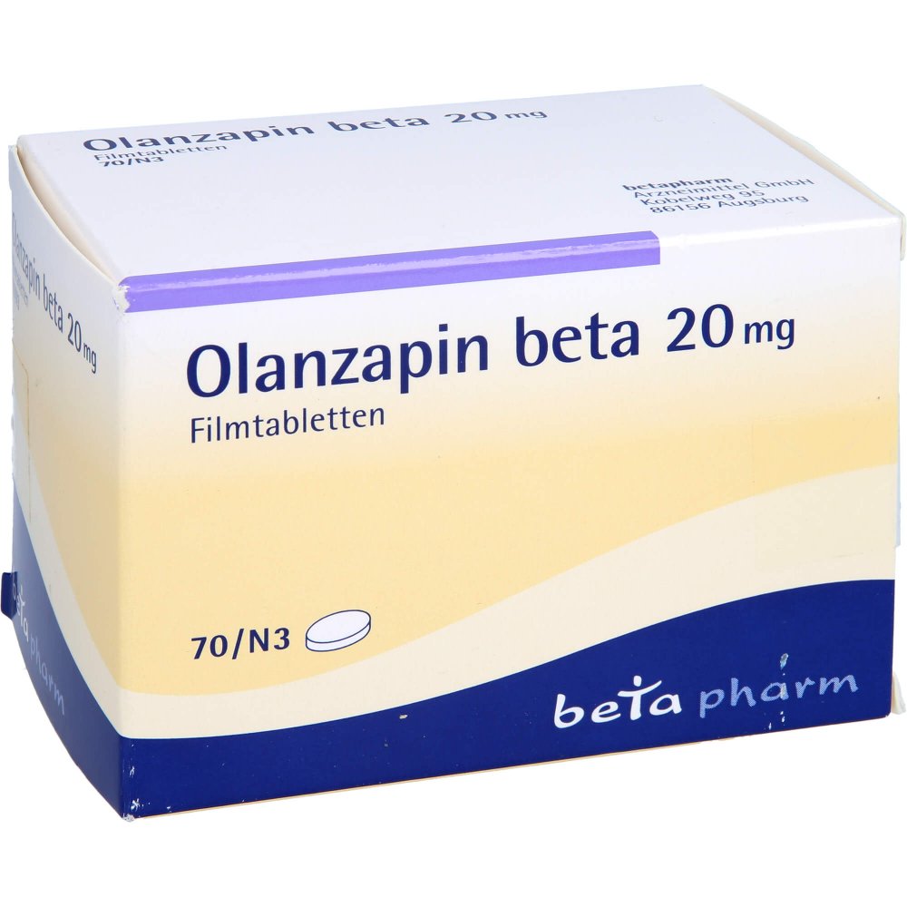 Das Produktfoto zeigt Olanzapin Beta 20 Mg Filmtabletten (70 stk) PZN 08833030