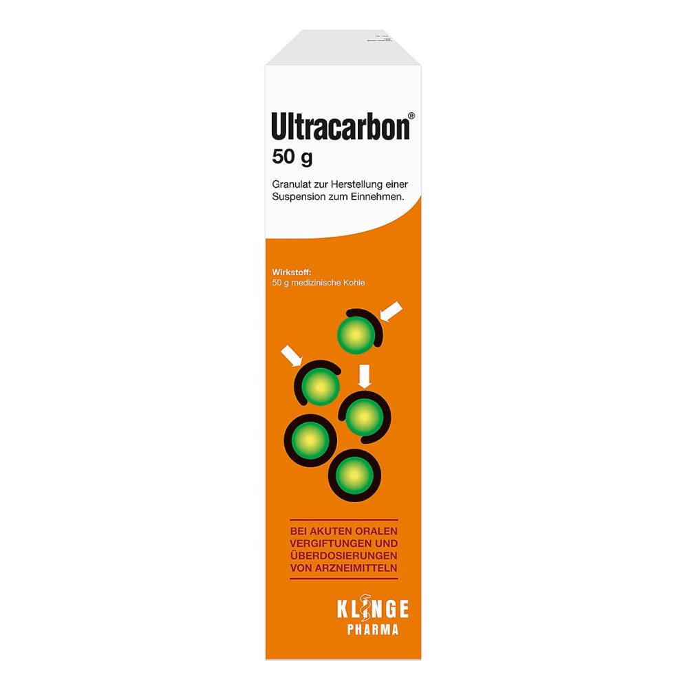 Das Produktfoto zeigt Ultracarbon Granulat (61.5 g) PZN 08863054