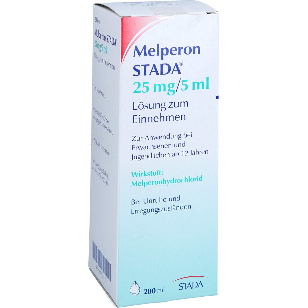 Das Produktfoto zeigt Melperon Stada 25 Mg/5 Ml Lösung Zum Einnehmen (200 ml) PZN 08865372