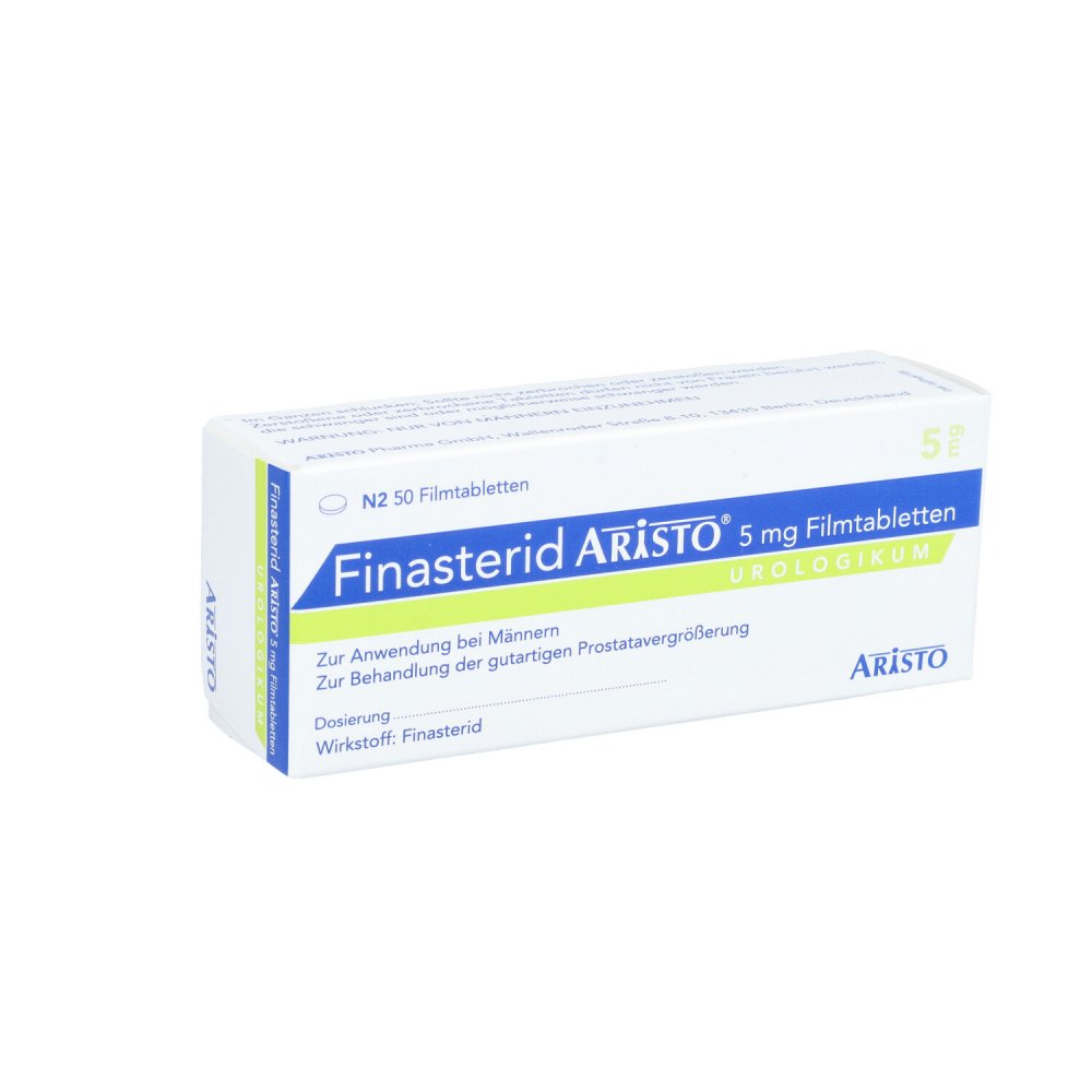 Das Produktfoto zeigt Finasterid Aristo 5 Mg Filmtabletten (50 stk) PZN 08867135
