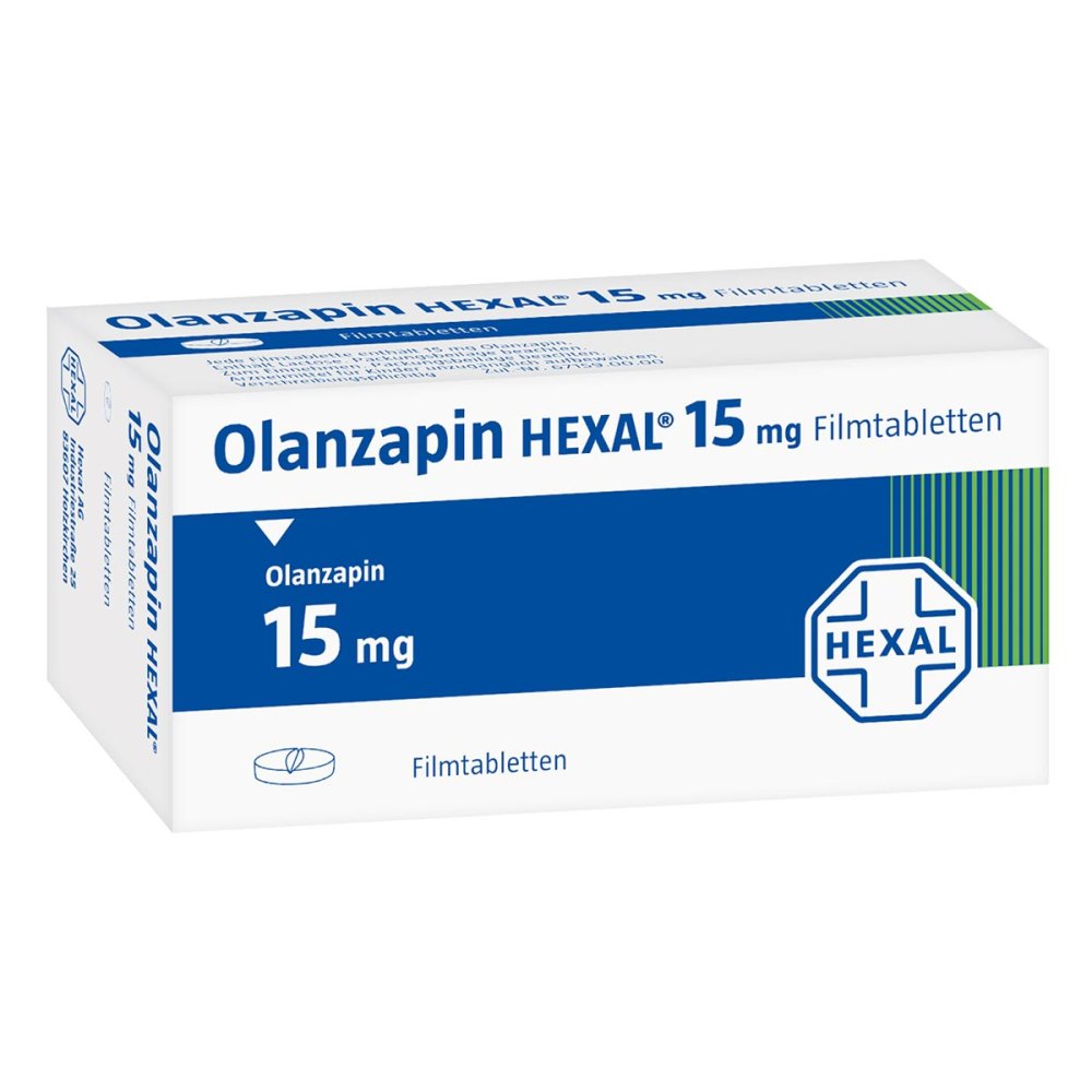 Das Produktfoto zeigt Olanzapin Hexal 15 Mg Filmtabletten (70 stk) PZN 08877470