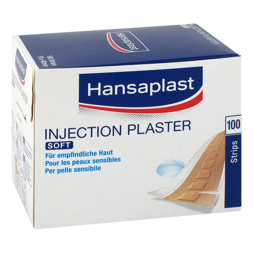 Das Produktfoto zeigt Hansaplast Soft Injektionspflaster Strips 19x40 Mm (100 stk) PZN 08882933