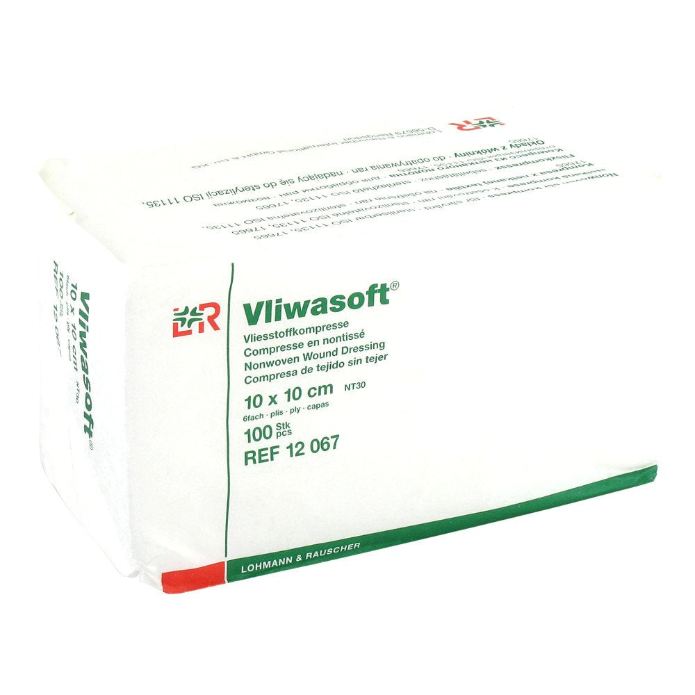 Das Produktfoto zeigt Vliwasoft Vlieskompressen Unsteril 10x10 Cm 6l. (100 stk) PZN 08900938