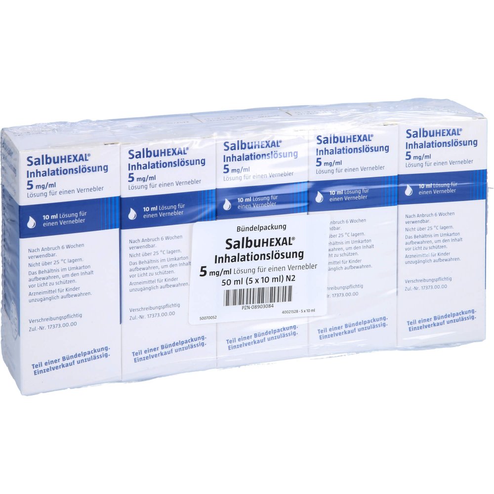 Das Produktfoto zeigt Salbuhexal Lösung Für Einen Vernebler (5X10 ml) PZN 08903084