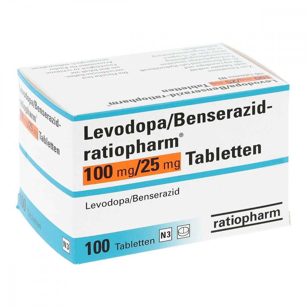 Levodopa/Benserazid-Ratiopharm 100 Mg/25 Mg Tabl. (100 stk)