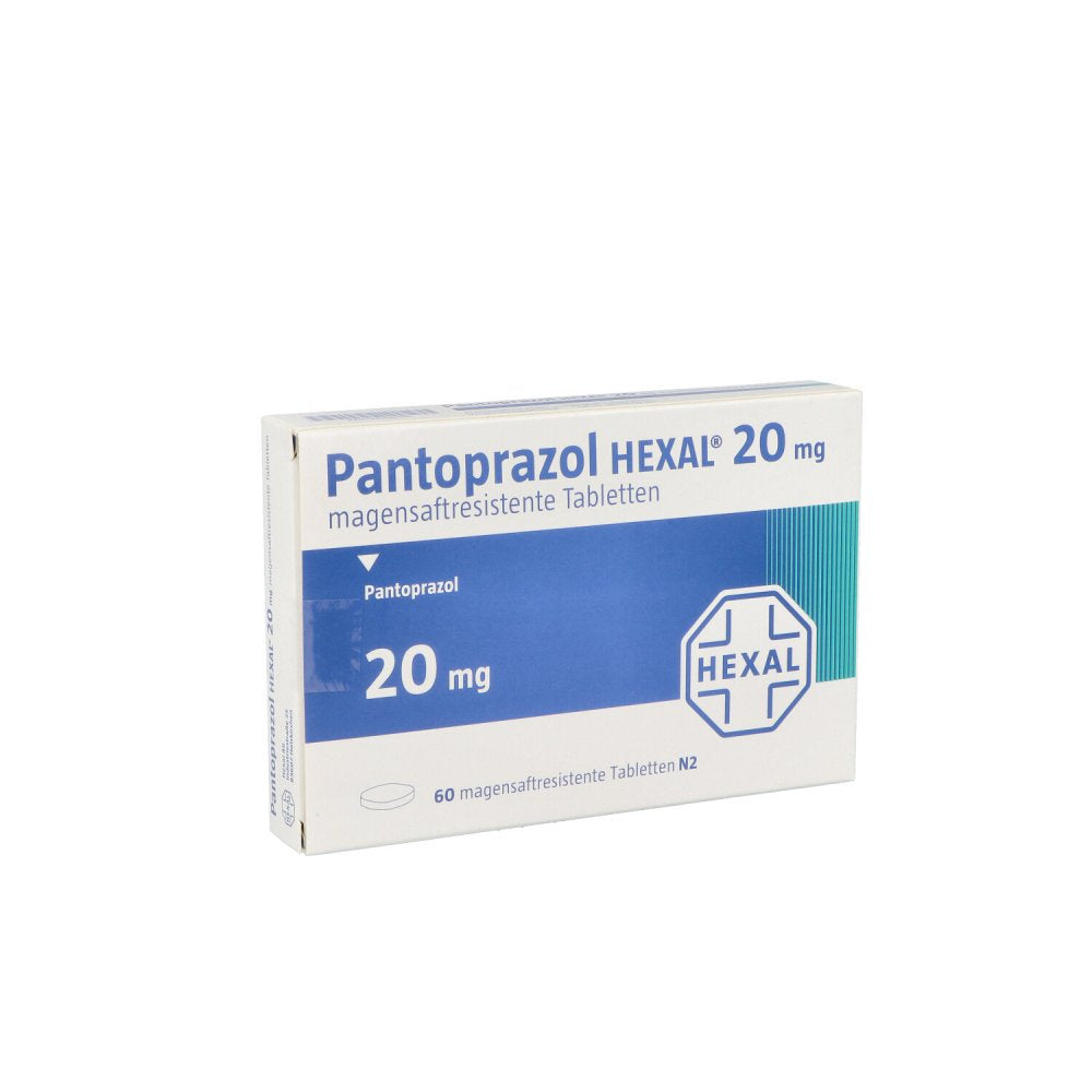 Das Produktfoto zeigt Pantoprazol Hexal 20 Mg Magensaftres.Tabletten (60 stk) PZN 09006501