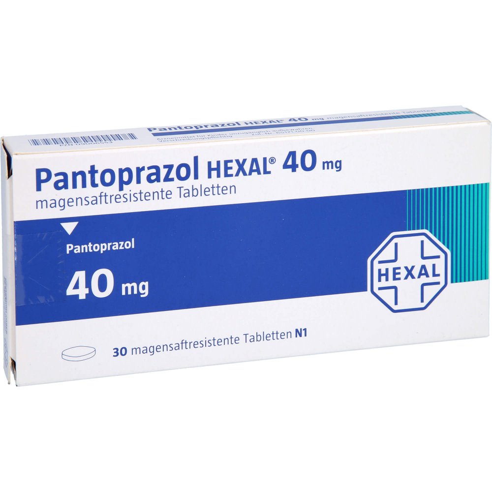 Das Produktfoto zeigt Pantoprazol Hexal 40 Mg Magensaftres.Tabletten (30 stk) PZN 09006553