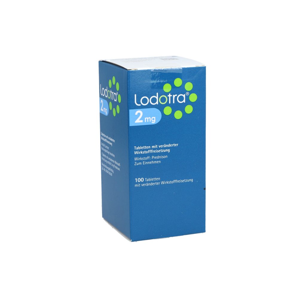 Das Produktfoto zeigt Lodotra 2 Mg Tabl.M.Veränd.Wirkstofffreisetzung (100 stk) PZN 09065975