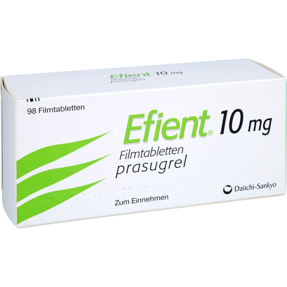 Das Produktfoto zeigt Efient 10 Mg Filmtabletten (98 stk) PZN 09188910