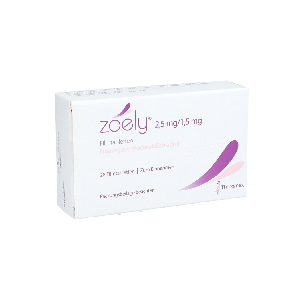 Das Produktfoto zeigt Zoely 2,5 Mg/1,5 Mg Filmtabletten (1X28 stk) PZN 09197174