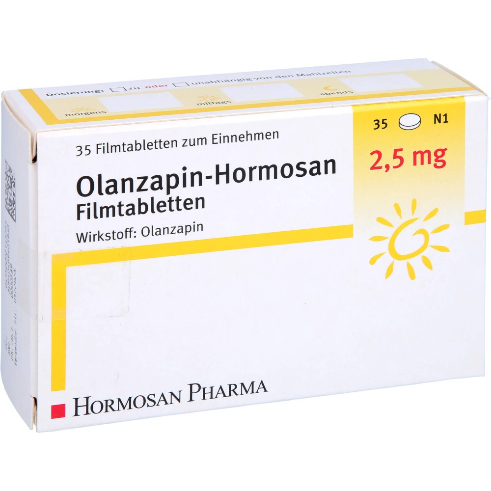 Das Produktfoto zeigt Olanzapin Hormosan 2,5 Mg Filmtabletten (35 stk) PZN 09214375