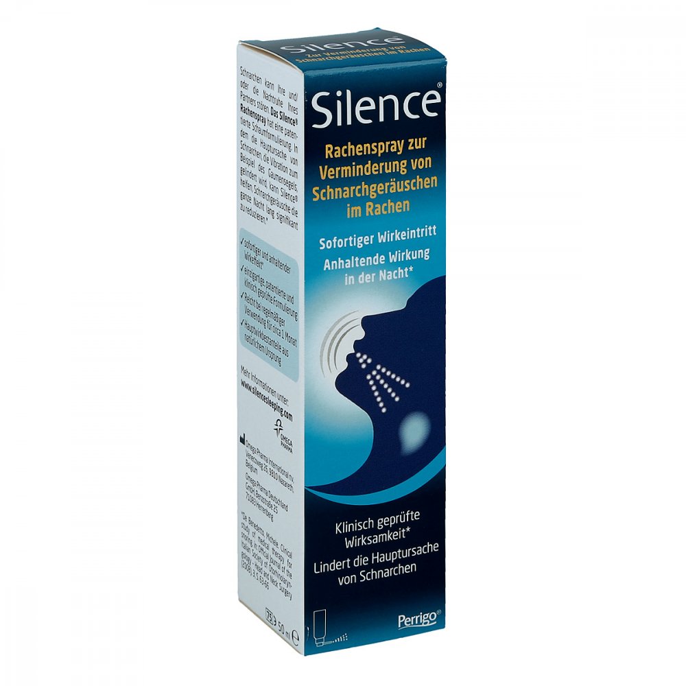 Das Produktfoto zeigt Silence Rachenspray (50 ml) PZN 09220795