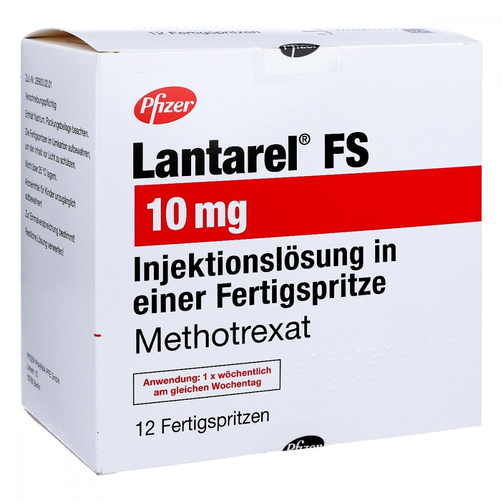Das Produktfoto zeigt Lantarel Fs 10 Mg (25mg/Ml) Inj.-Lsg.I.E.F.-Sp. (12 stk) PZN 09221412
