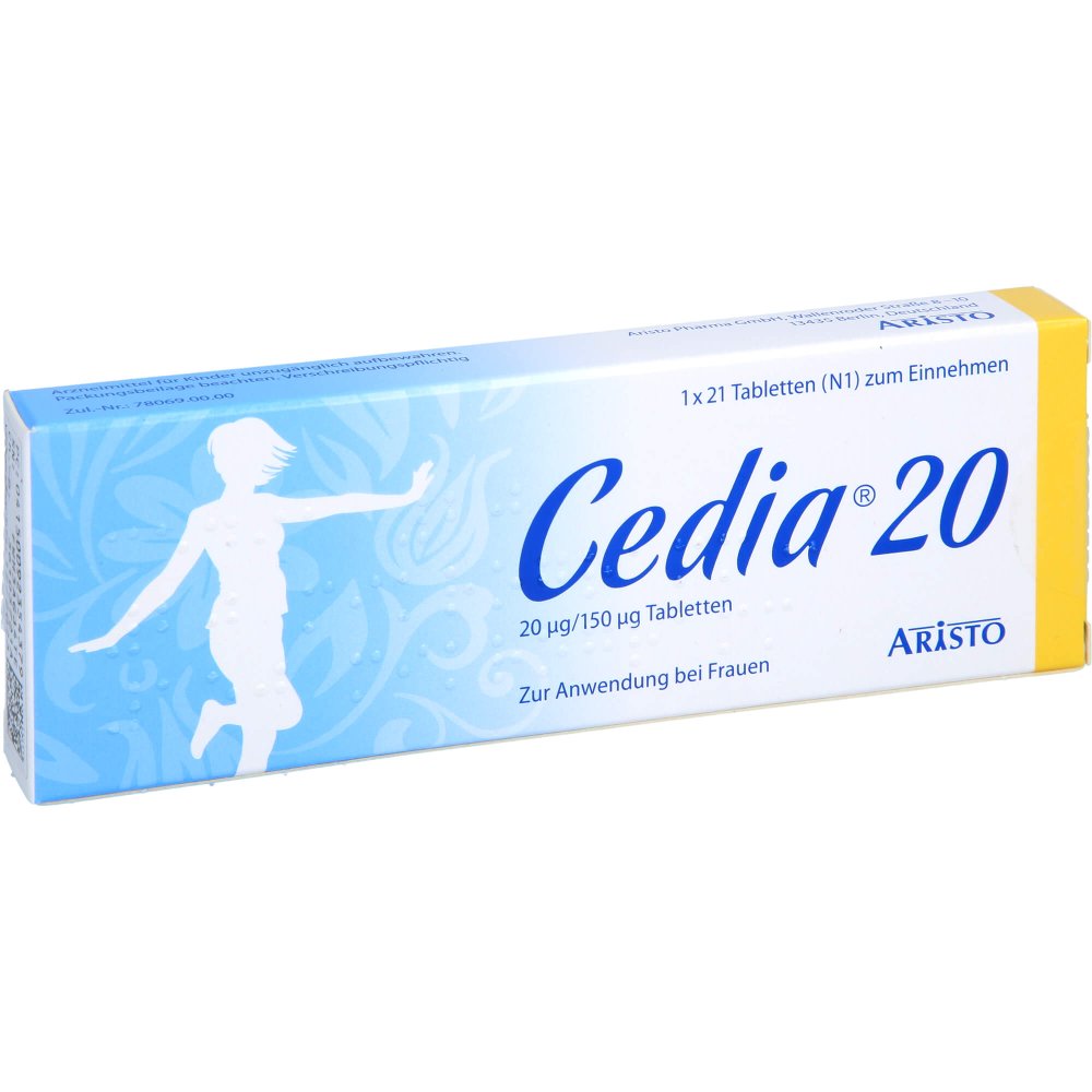 Das Produktfoto zeigt Cedia 20 20 Μg/150 Μg Tabletten (21 stk) PZN 09235437