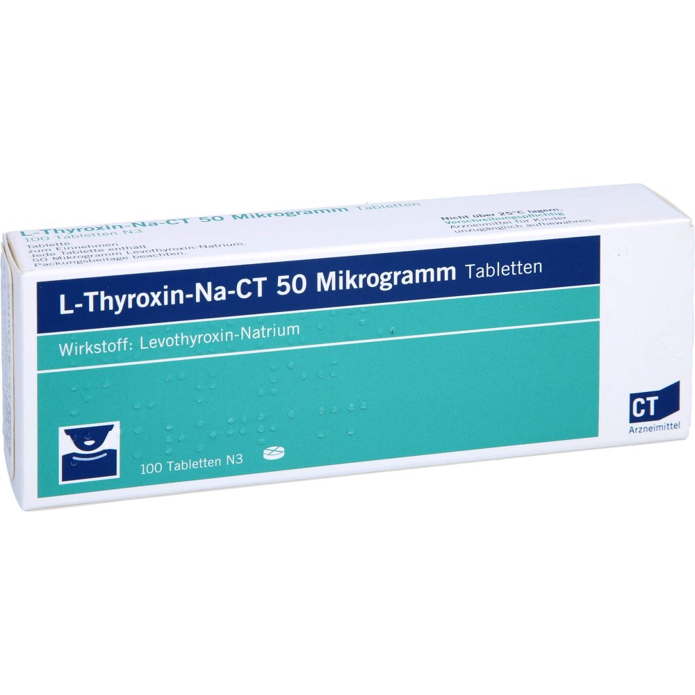 Das Produktfoto zeigt L-Thyroxin-Na-Ct 50 Μg Tabletten (100 stk) PZN 09245186