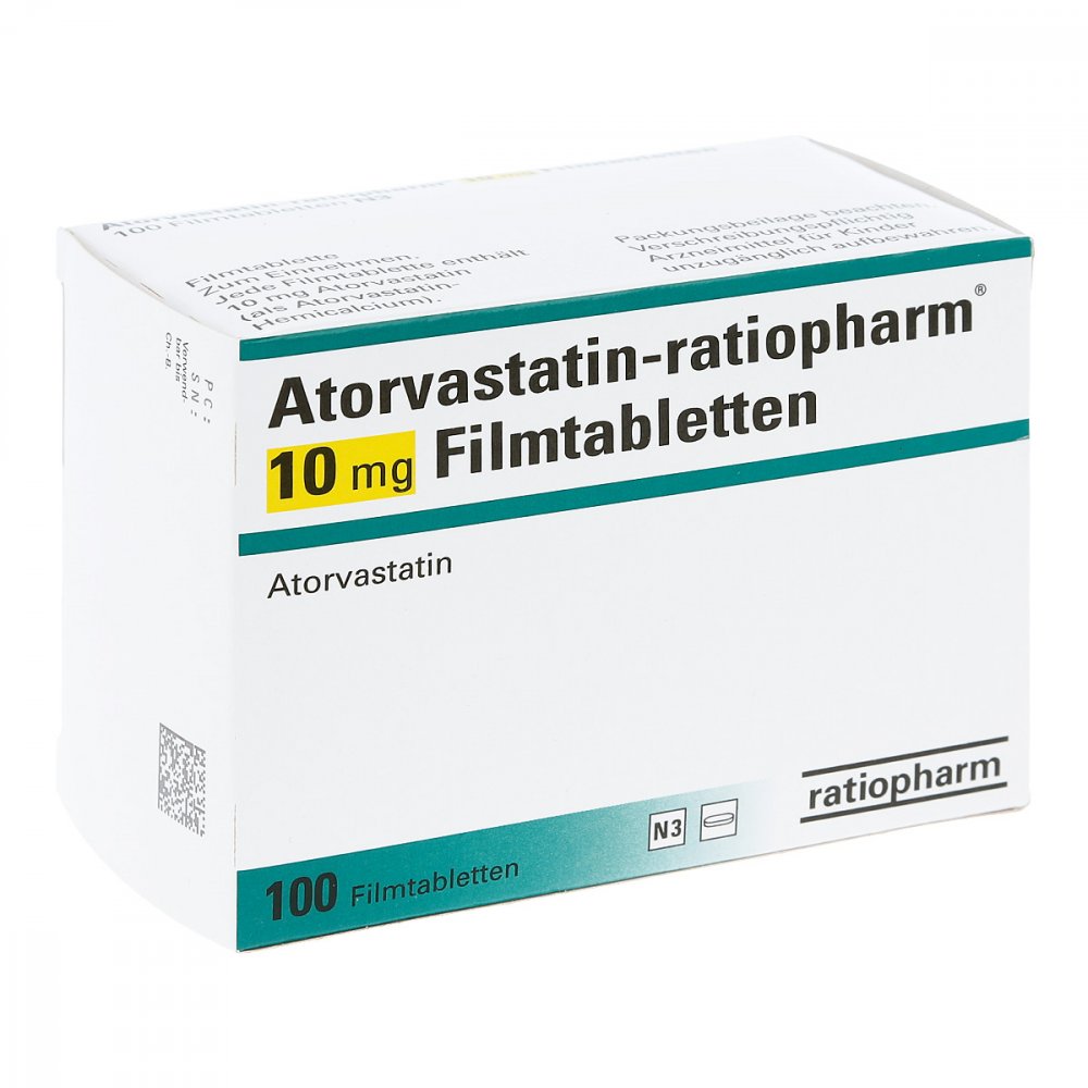 Atorvastatin-Ratiopharm 10 Mg Filmtabletten (100 stk)