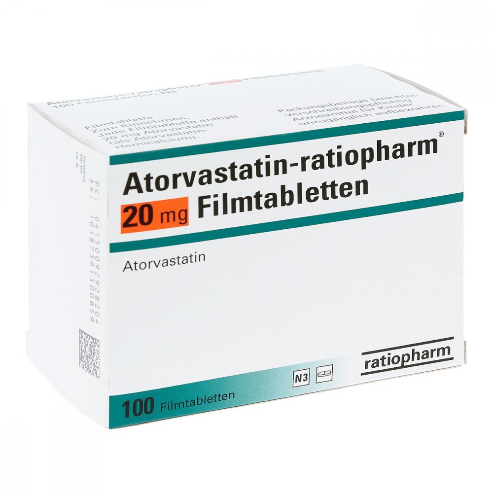 Atorvastatin-Ratiopharm 20 Mg Filmtabletten (100 stk)