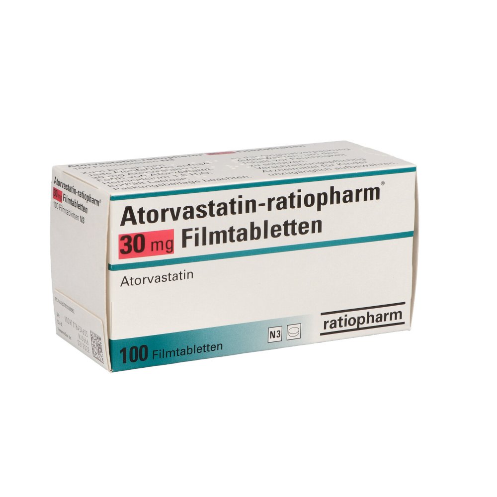 Atorvastatin-Ratiopharm 30 Mg Filmtabletten (100 stk)