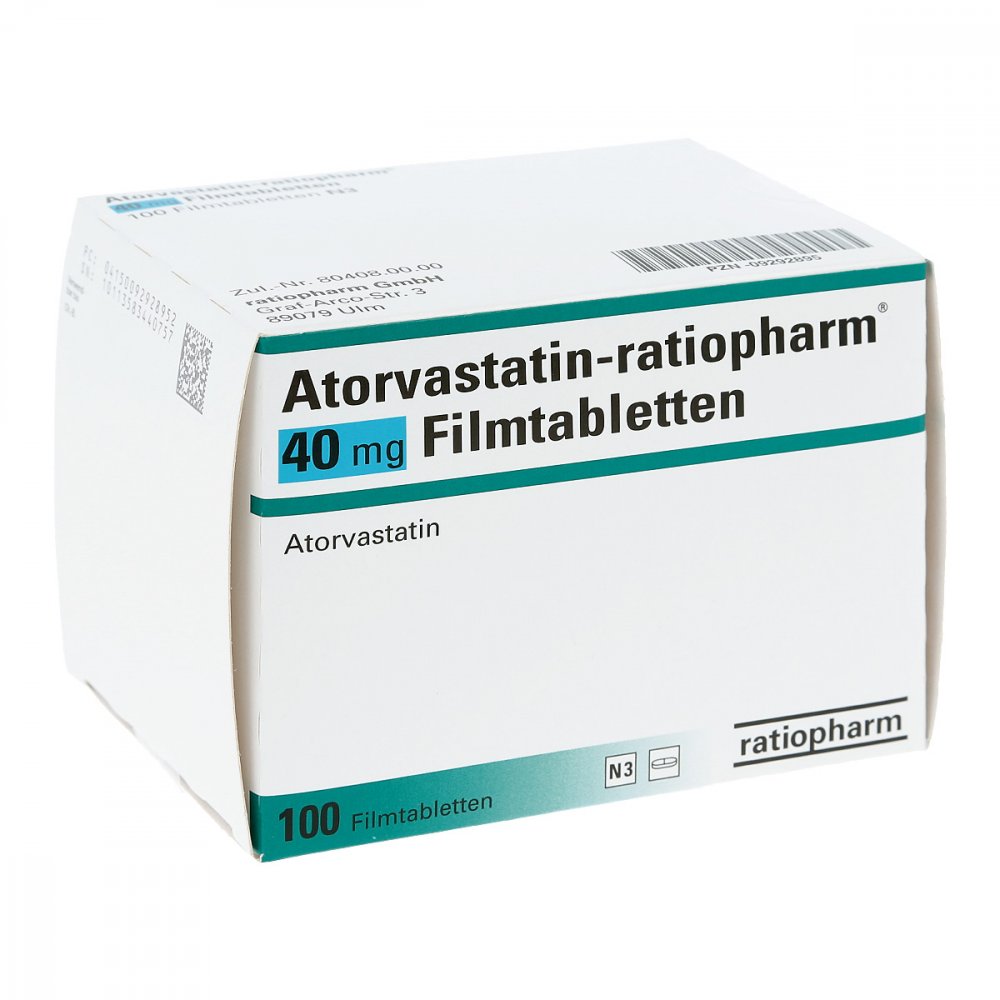 Atorvastatin-Ratiopharm 40 Mg Filmtabletten (100 stk)