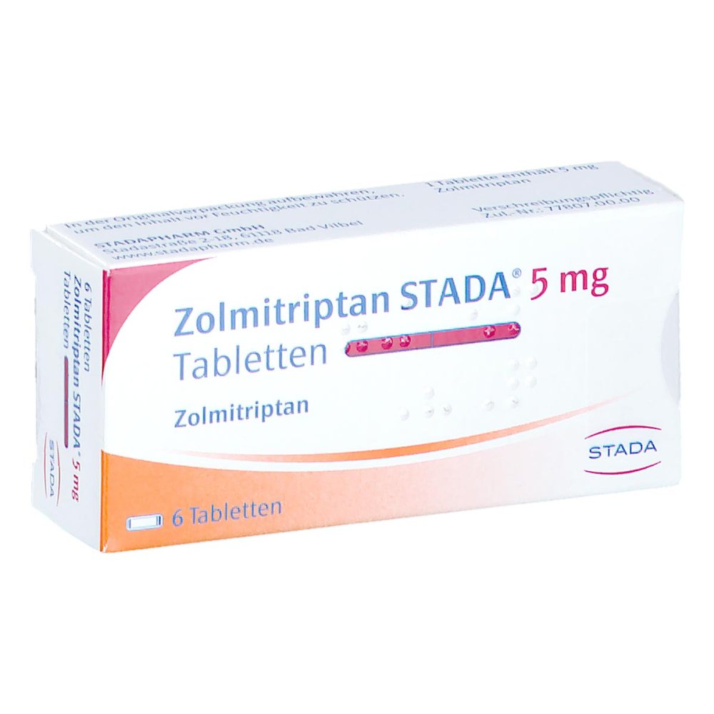 Das Produktfoto zeigt Zolmitriptan Stada 5 Mg Tabletten (6 stk) PZN 09389620