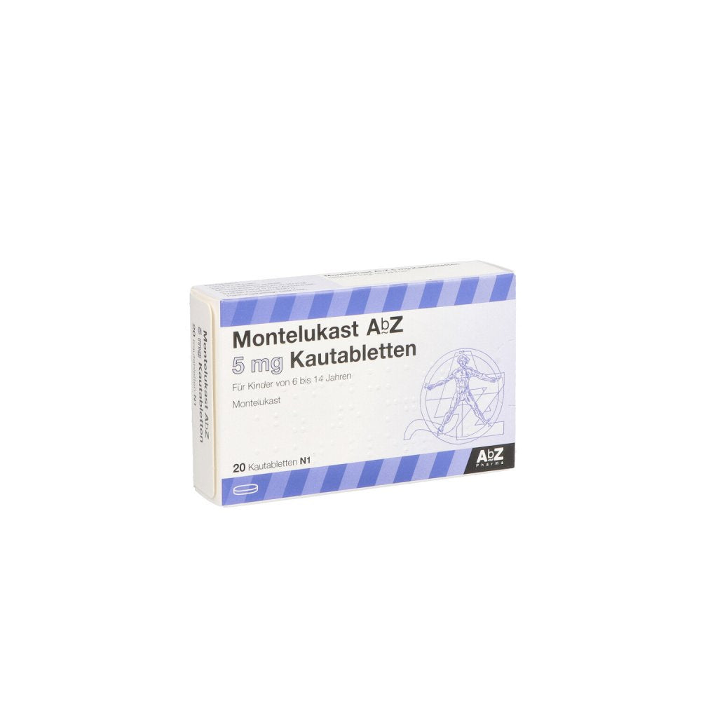 Das Produktfoto zeigt Montelukast Abz 5 Mg Kautabletten (20 stk) PZN 09434579