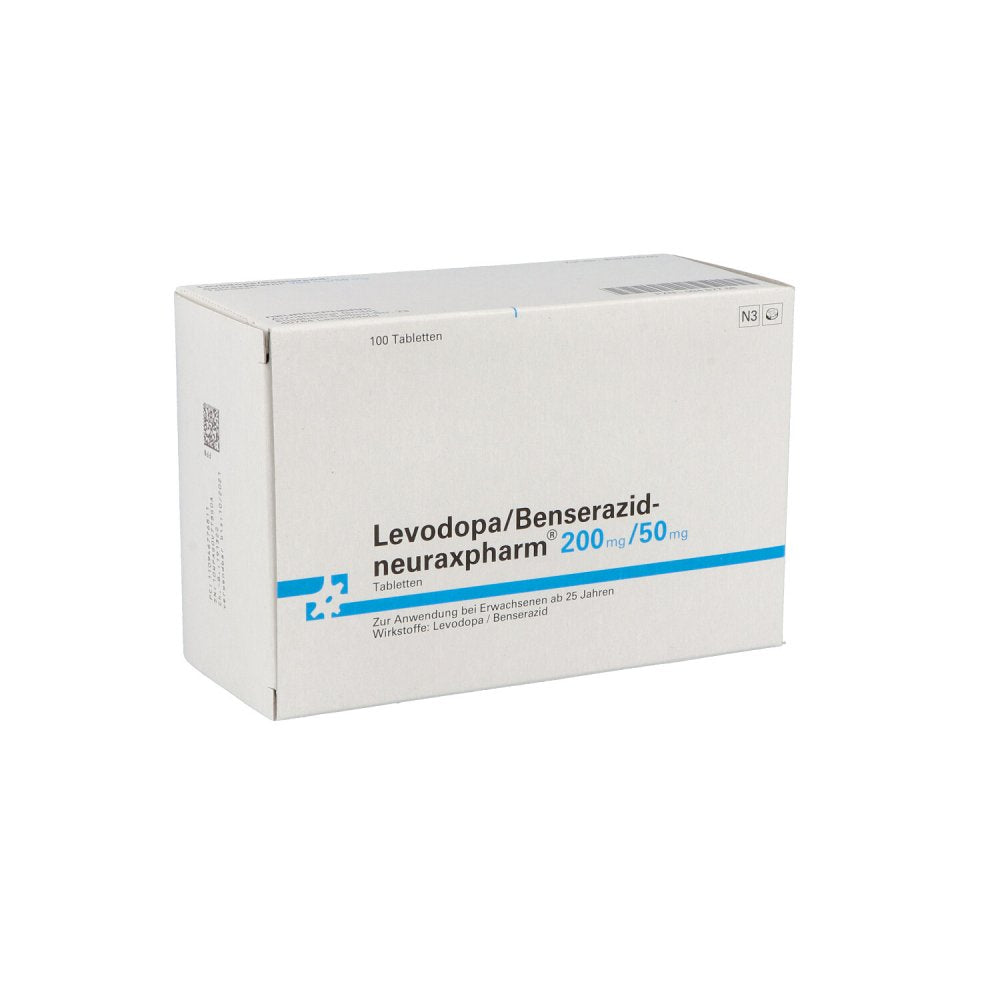 Das Produktfoto zeigt Levodopa/Benserazid-Neuraxpharm 200 Mg/50 Mg Tabl. (100 stk) PZN 09467768