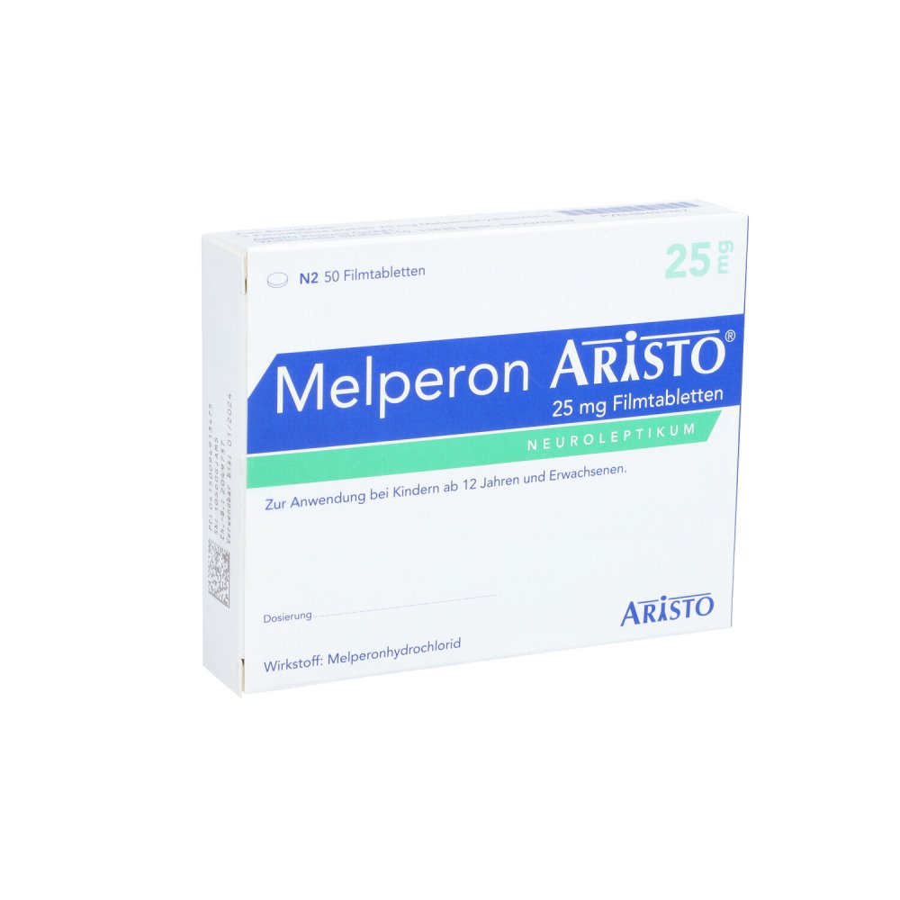 Das Produktfoto zeigt Melperon Aristo 25 Mg Filmtabletten (50 stk) PZN 09491347