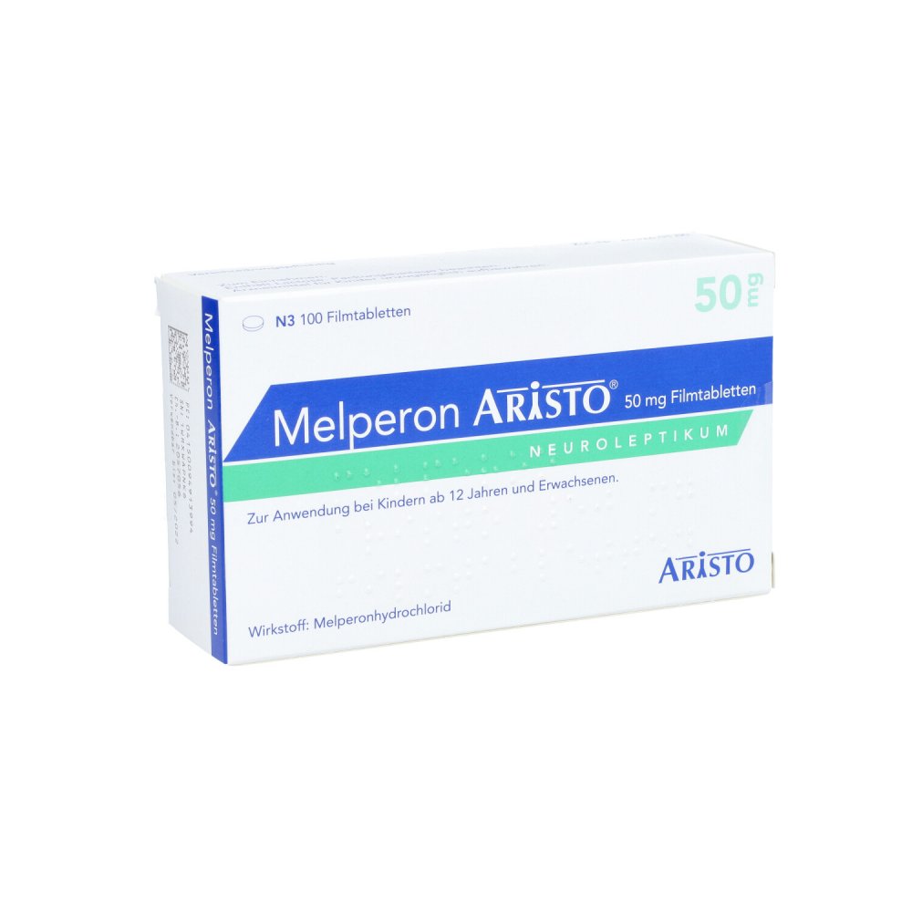 Das Produktfoto zeigt Melperon Aristo 50 Mg Filmtabletten (100 stk) PZN 09491399