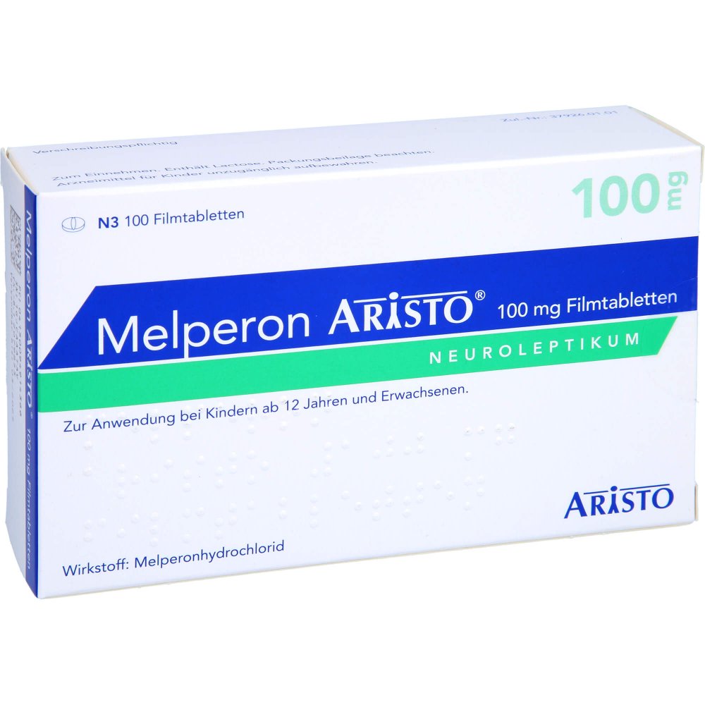 Das Produktfoto zeigt Melperon Aristo 100 Mg Filmtabletten (100 stk) PZN 09491436