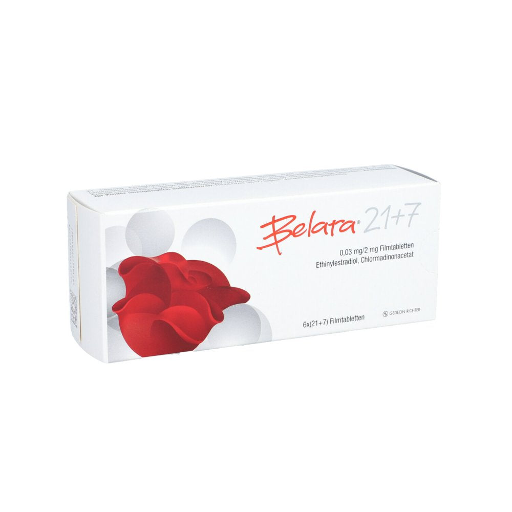 Das Produktfoto zeigt Belara 21+7 Filmtabletten (6X28 stk) PZN 09505150