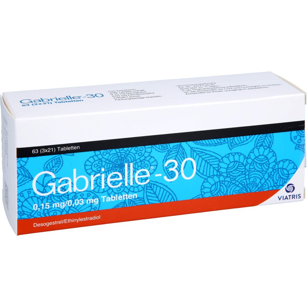 Das Produktfoto zeigt Gabrielle-30 0,15 Mg/0,03 Mg Tabletten (63 stk) PZN 09530113